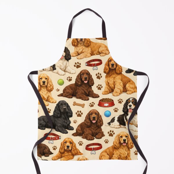 Item preview, English Cocker Spaniel Seamless Pattern – Cute Dog Lover Design with Paw Prints designed and sold by blankTeeShirt.
