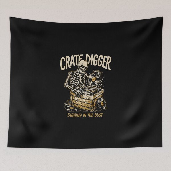Item preview, Crate Digger Digging In The Dust Skeleton DJ designed and sold by Enea Kelo.