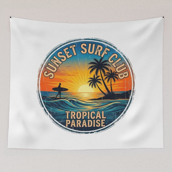 Item preview, Sunset Surf Club Tropical Paradise Retro Badge Vector Design designed and sold by Rahat3344.