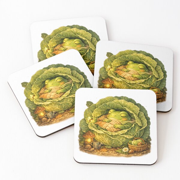 Item preview, Cozy Cabbage Frog Cottagecore Nap designed and sold by Mosslume Studio.