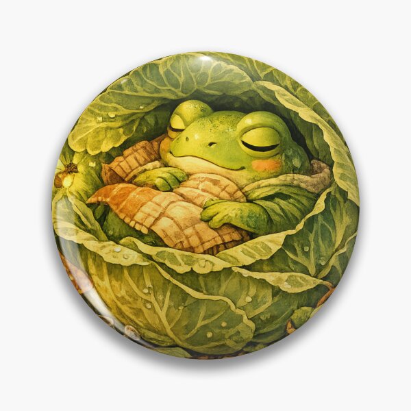 Item preview, Cozy Cabbage Frog Cottagecore Nap designed and sold by Mosslume Studio.