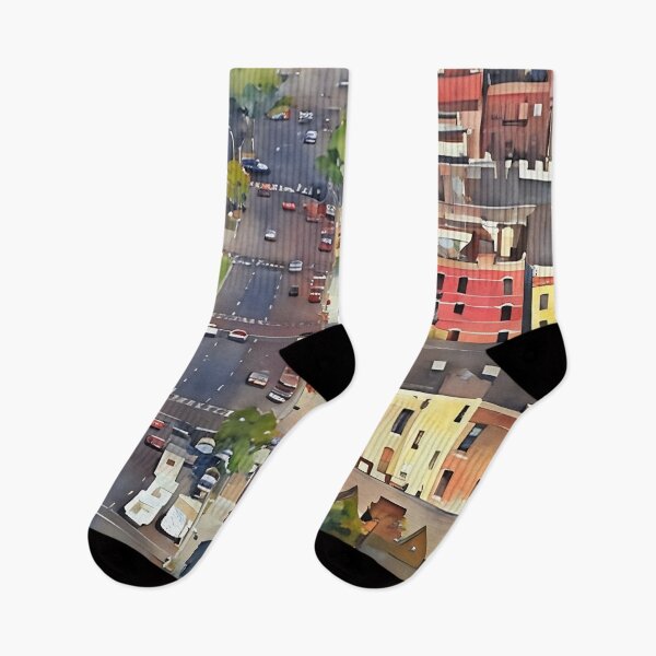 Item preview, Red Blocks and Grey Streets designed and sold by RCWatercolours.