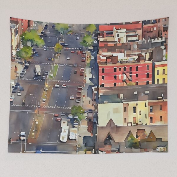 Item preview, Red Blocks and Grey Streets designed and sold by RCWatercolours.