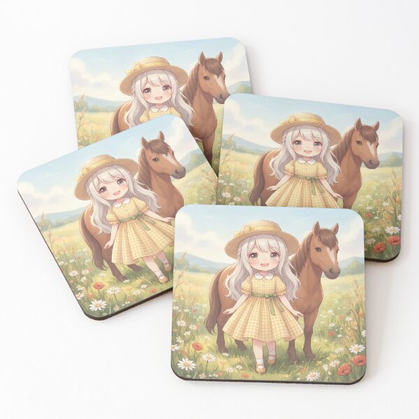 Item preview, Little Girl With Her Pony In Meadow designed and sold by Azurart2.