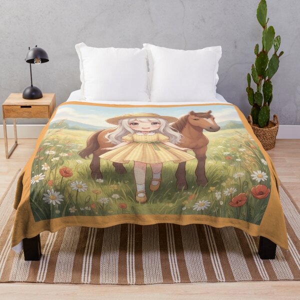 Item preview, Little Girl With Her Pony In Meadow designed and sold by Azurart2.