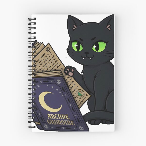 Item preview, Black Cat with Spellbook designed and sold by IllumeInk.