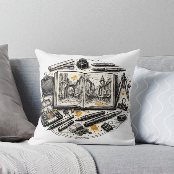 Item preview, T-Shirt - Sticker - Streets in Ink: Architectural Sketchbook designed and sold by ForeverPrintsOK.
