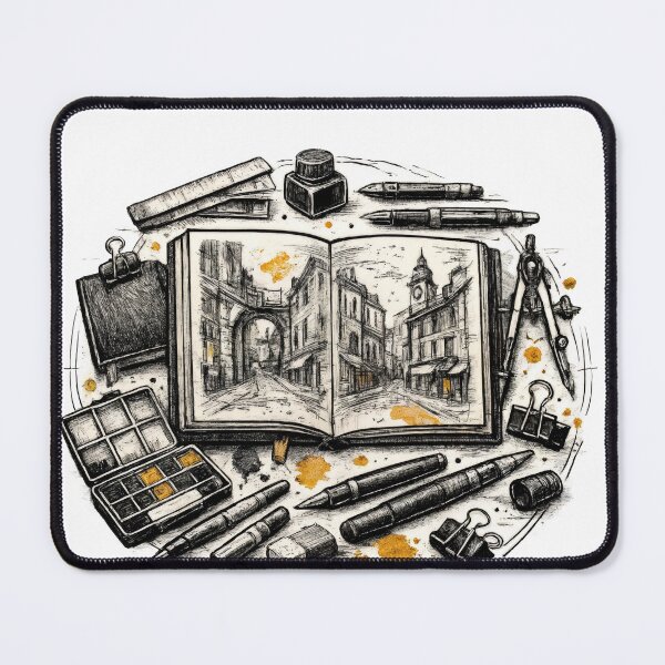 Item preview, T-Shirt - Sticker - Streets in Ink: Architectural Sketchbook designed and sold by ForeverPrintsOK.