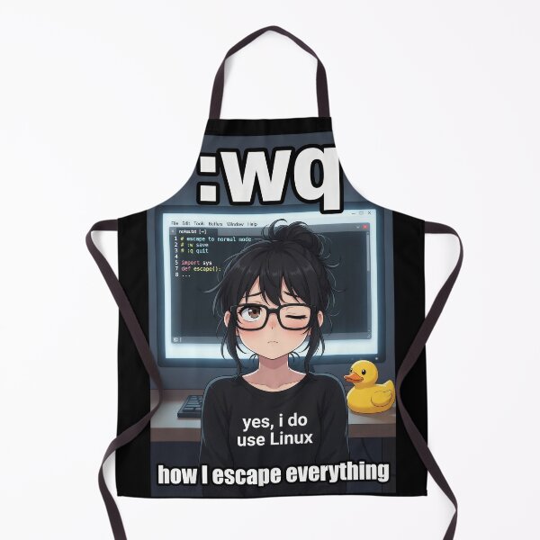 Item preview, wq - How I Escape Everything, Vim Anime Linux Girl Meme designed and sold by Amber Sky Creations.