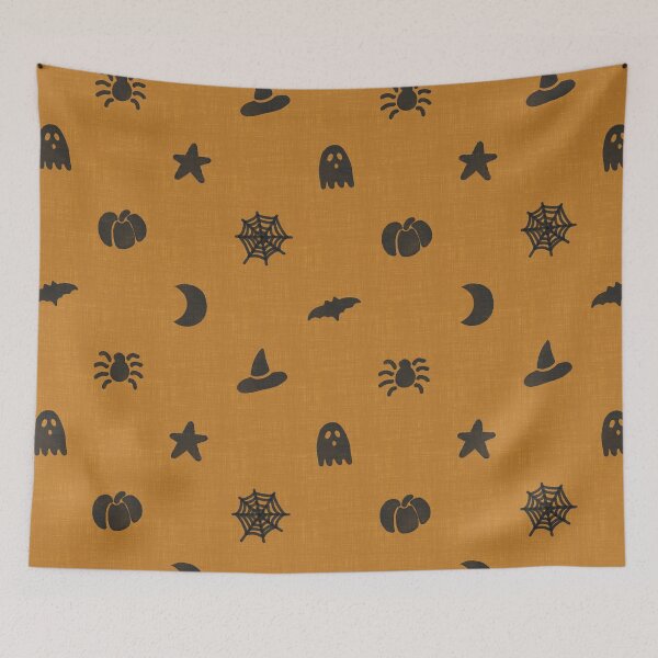 Item preview, Ghouls & Co - Retro Whimsigoth Halloween Pattern Orange Black designed and sold by DesigndN.