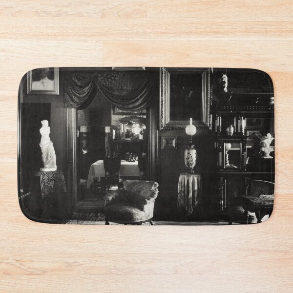 Item preview, Vintage 1912 Lake George, Oaklawn Victorian Gilded Age estate interior library black and white art print photogtraph by Alfred Stieglitz. designed and sold by Astrid Arkhangelsky.