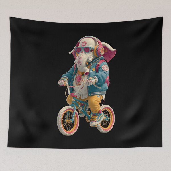 Item preview, Cool Streetwear Elephant Riding BMX Bike Green Jacket Orange Pants Art designed and sold by PANNARUK THAILAND.