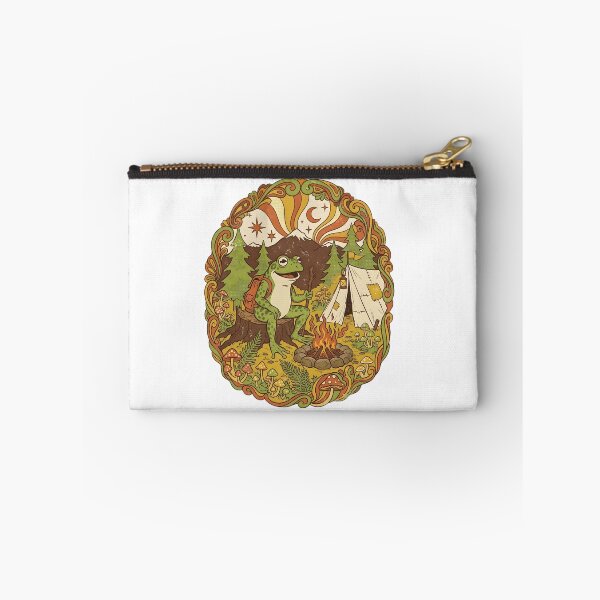 Item preview, Retro Happy Camper Frog Roasting Marshmallows Outdoor Camping Woodland Fun designed and sold by The Design Trendz.