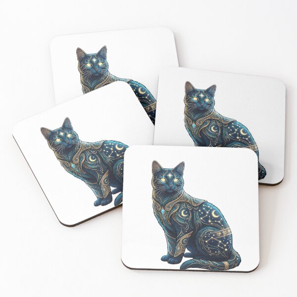 Item preview, Mystical Celestial Cat with Gold Runes designed and sold by enes_photography.