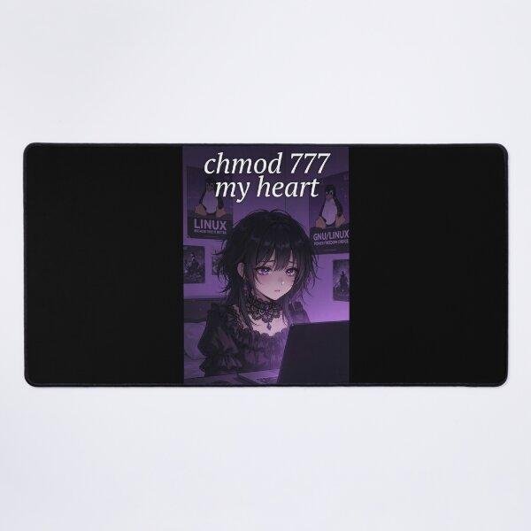 Item preview, chmod 777 My Heart - Goth Anime Linux Programmer Girl designed and sold by Amber Sky Creations.