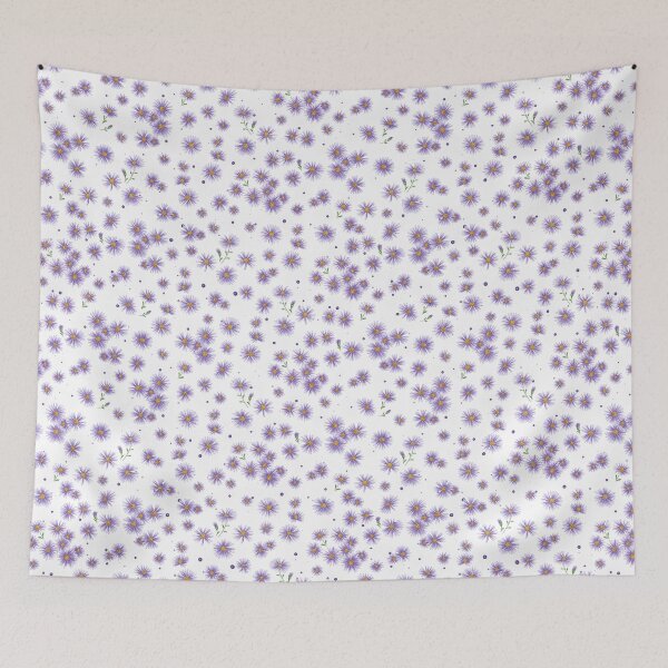 Item preview, purple Michaelmas daisies, lilac star-shaped flowers, daisies, wildflowers, floral pattern designed and sold by ArtbySvetik.