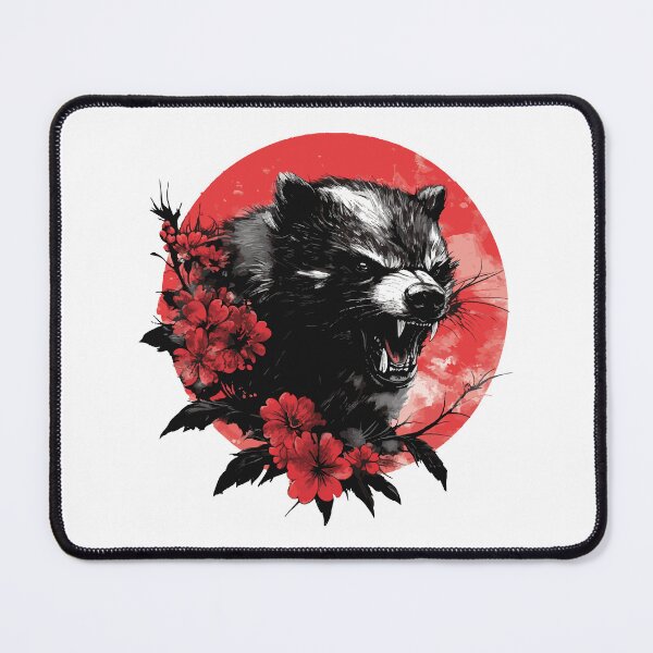 Item preview, Japanese Raccoon Yokai Sakura Red Sun Vintage Anim designed and sold by AbderraimArt.
