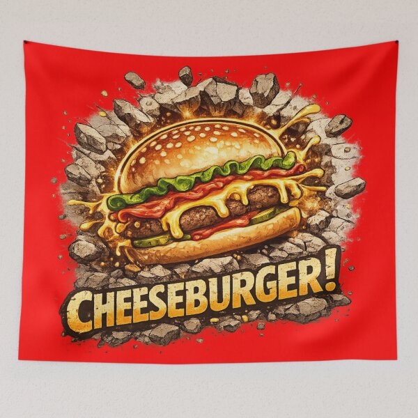 Item preview, Cheeseburger: Rock Explosion Stone Impact Dramatic Burger designed and sold by irfanshikh.