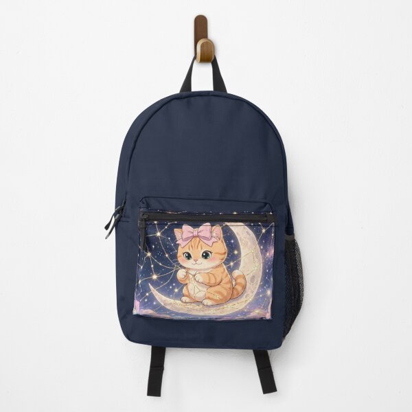 Item preview, Cute Kitten Sewing Stars On Moon designed and sold by Moody Vibes Studio.
