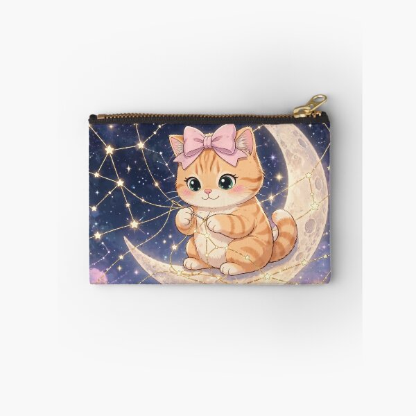 Item preview, Cute Kitten Sewing Stars On Moon designed and sold by Moody Vibes Studio.