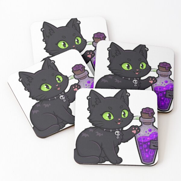 Aperçu de l'œuvre Chat noir avec fiole de potion créée et vendue par IllumeInk.