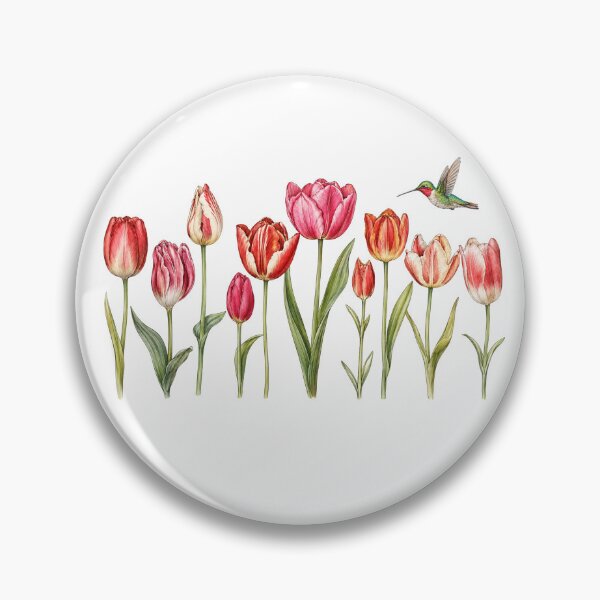 Item preview, Colorful Tulip Garden Hummingbird Botanical Spring Flower Lover designed and sold by Moizento.