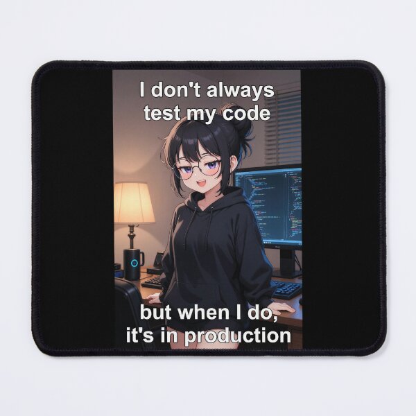 Item preview, I Don't Always Test My Code - But When I Do It's In Production | Anime Linux Girl designed and sold by Amber Sky Creations.