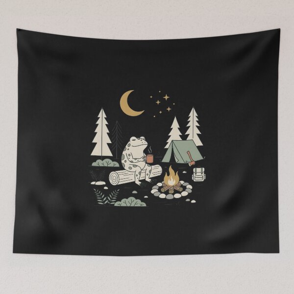 Item preview, Happy Camper Frog Shirt – Adorable Frog Camping in the Forest Campfire Marshmallow Adventure designed and sold by The Design Trendz.