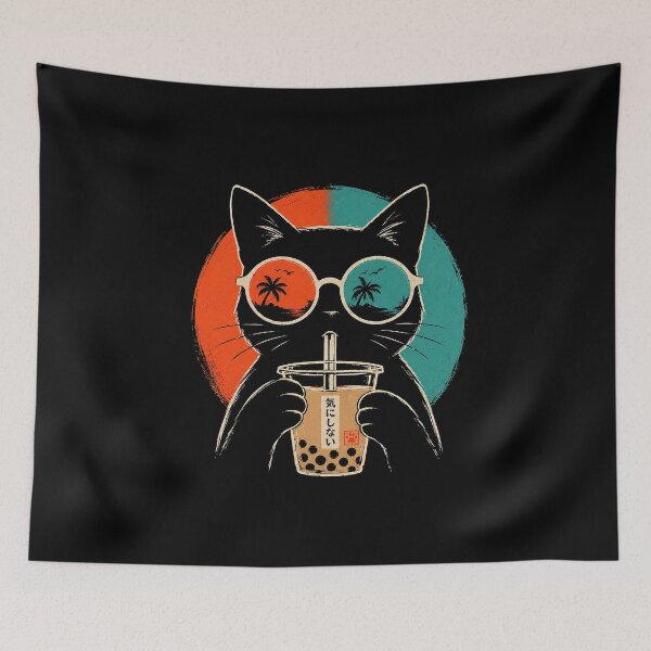 Item preview, Bubble Mood – Minimal Black Cat Aesthetic Tee designed and sold by bisha.