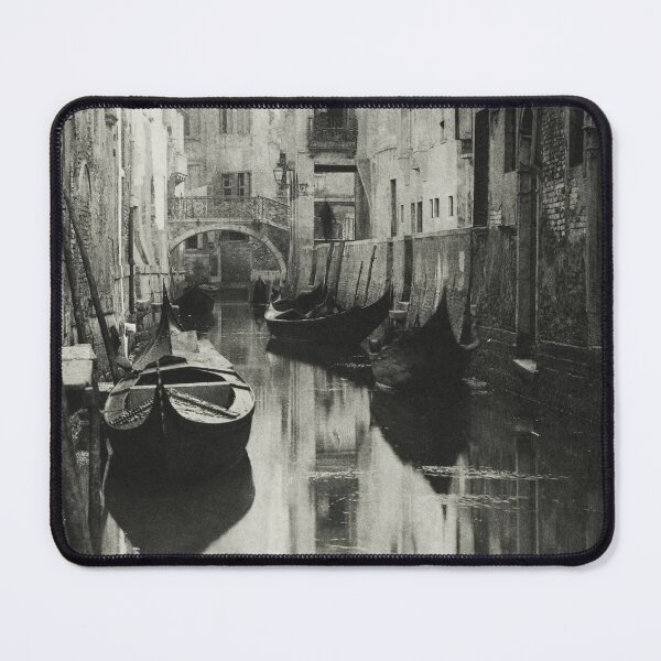 Item preview, 1894 Vintage A Venetian Canal black and white photographic landscape art print by Alfred Stieglit designed and sold by Astrid Arkhangelsky.