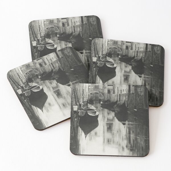 Item preview, 1894 Vintage A Venetian Canal black and white photographic landscape art print by Alfred Stieglit designed and sold by Astrid Arkhangelsky.