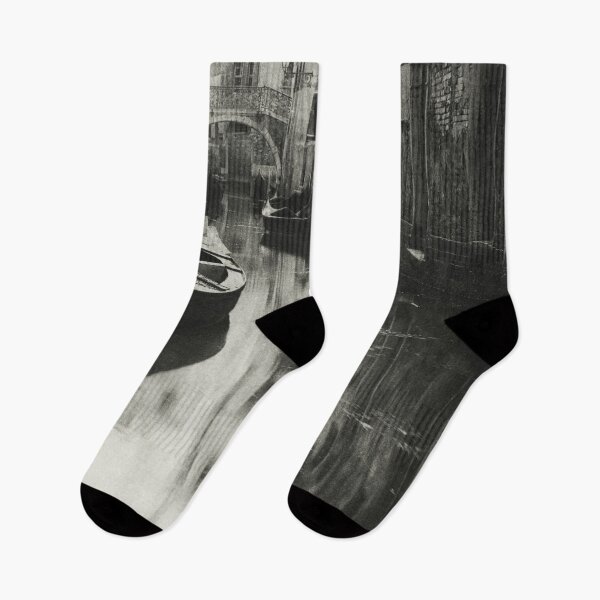 Item preview, 1894 Vintage A Venetian Canal black and white photographic landscape art print by Alfred Stieglit designed and sold by Astrid Arkhangelsky.