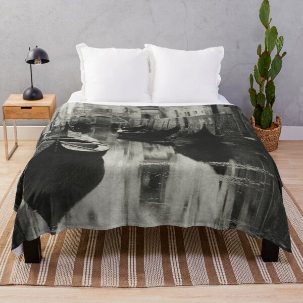 Item preview, 1894 Vintage A Venetian Canal black and white photographic landscape art print by Alfred Stieglit designed and sold by Astrid Arkhangelsky.