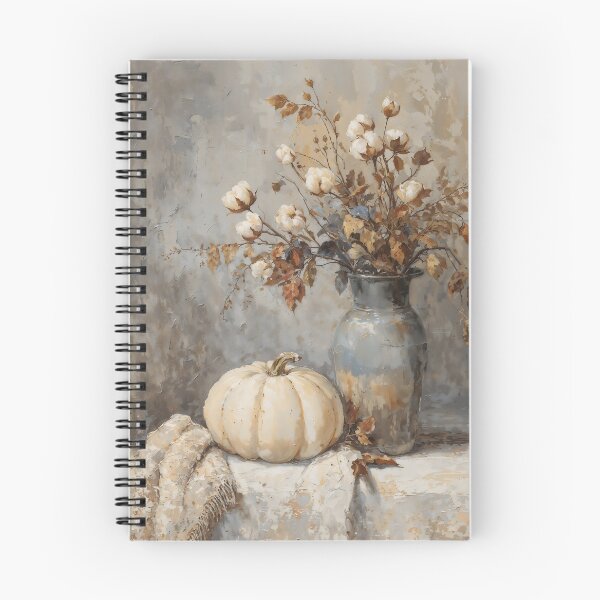Item preview, Vintage Autumn Still Life with White Pumpkin and Cotton Stems designed and sold by Sergey Sedunov.