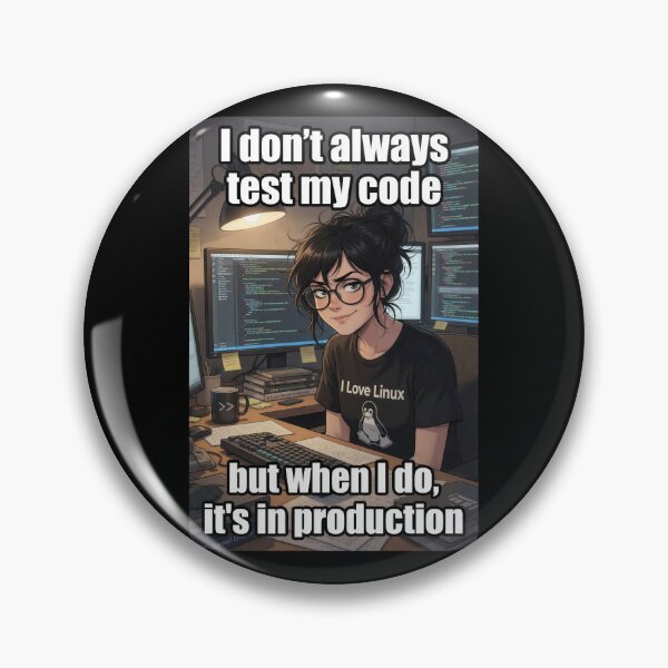 Item preview, I Don't Always Test My Code - But When I Do It's In Production | Anime Linux Girl designed and sold by Amber Sky Creations.