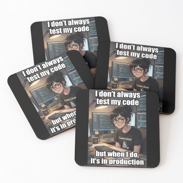 Item preview, I Don't Always Test My Code - But When I Do It's In Production | Anime Linux Girl designed and sold by Amber Sky Creations.