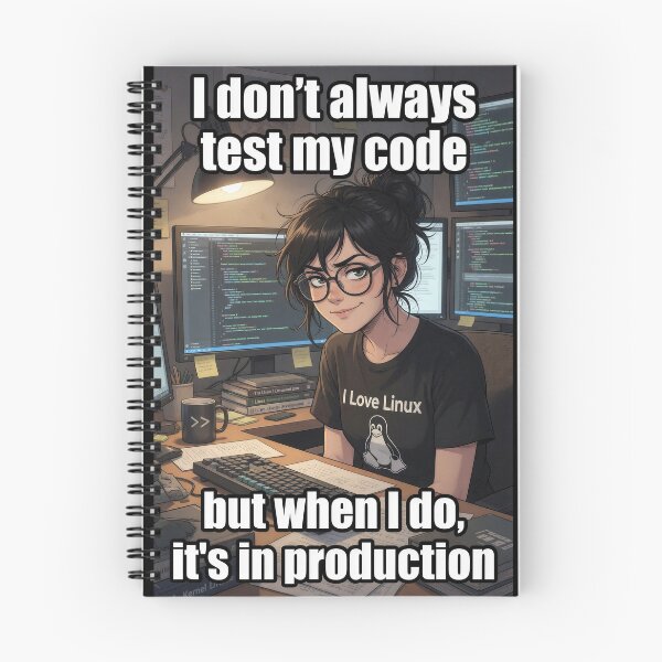 Item preview, I Don't Always Test My Code - But When I Do It's In Production | Anime Linux Girl designed and sold by Amber Sky Creations.