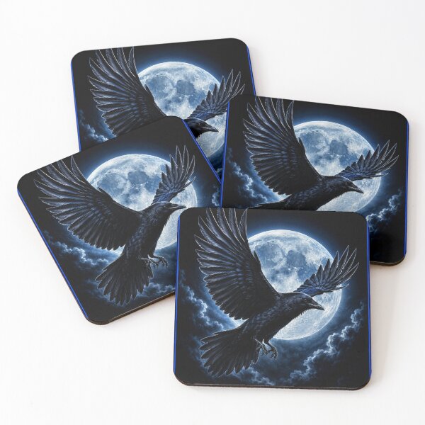 Item preview, Midnight Raven in Flight Under the Full Moon designed and sold by Witch Joseph.