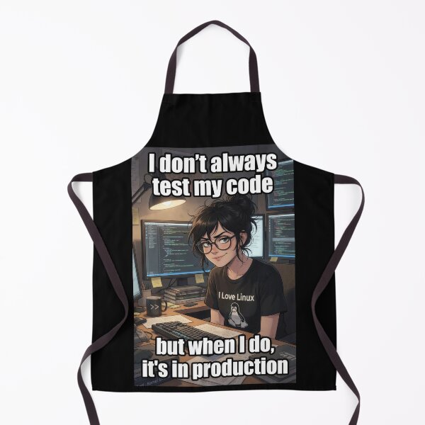 Item preview, I Don't Always Test My Code - But When I Do It's In Production | Anime Linux Girl designed and sold by Amber Sky Creations.