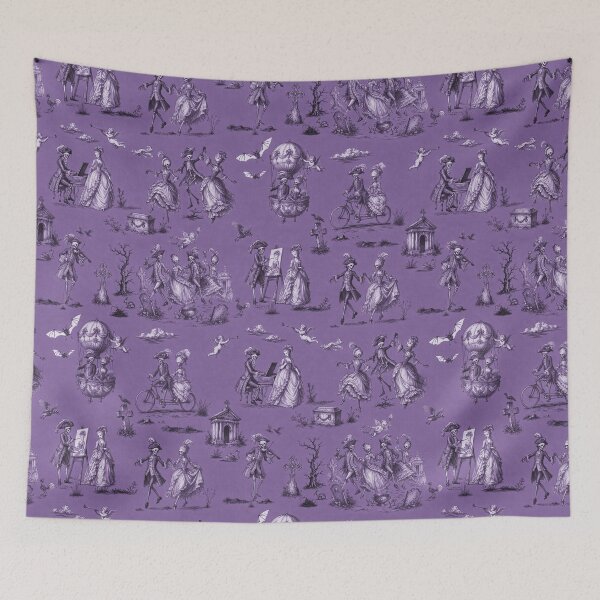 Item preview, DANSE MACABRE TOILE - AUBERGINE & IVORY ON DUSTY LAVENDER designed and sold by FISCHKANDI DESIGN STUDIO.