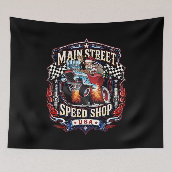 Item preview, Santa Main Street Speed Shop USA Hotrod Christmas Design designed and sold by hobrath.