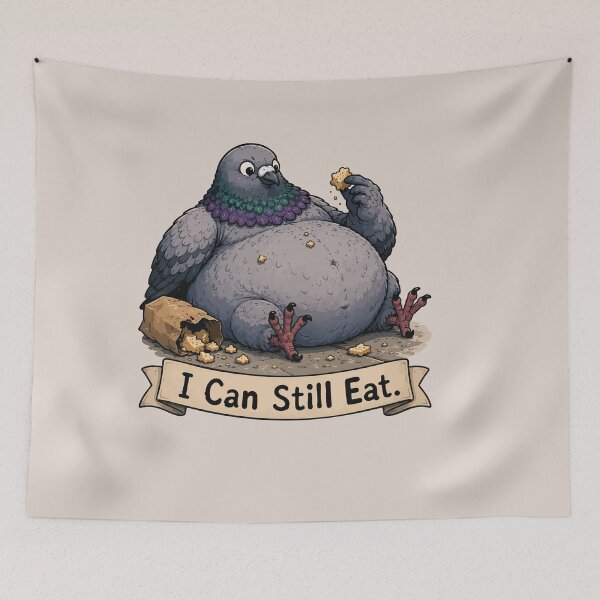 Item preview, Funny Fat Pigeon Sticker I Can Still Eat Bread Lover Bird Meme Gift designed and sold by SimplePoDesign.