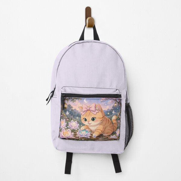 Item preview, Cute Kitten Gardening Crystal Lotus Flowers designed and sold by Moody Vibes Studio.