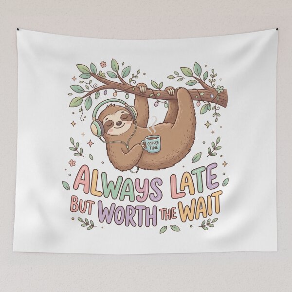 Item preview, Always Late But Worth the Wait – Chill Sloth designed and sold by khalidnasr.