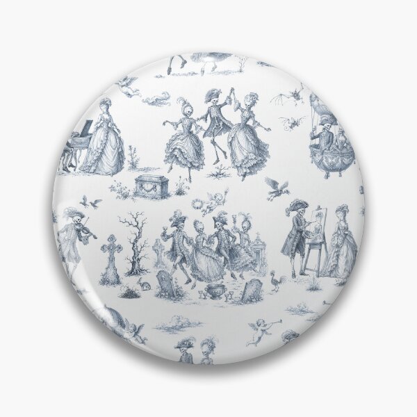 Item preview, DANSE MACABRE TOILE - FADED INDIGO ON WHITE designed and sold by FISCHKANDI DESIGN STUDIO.