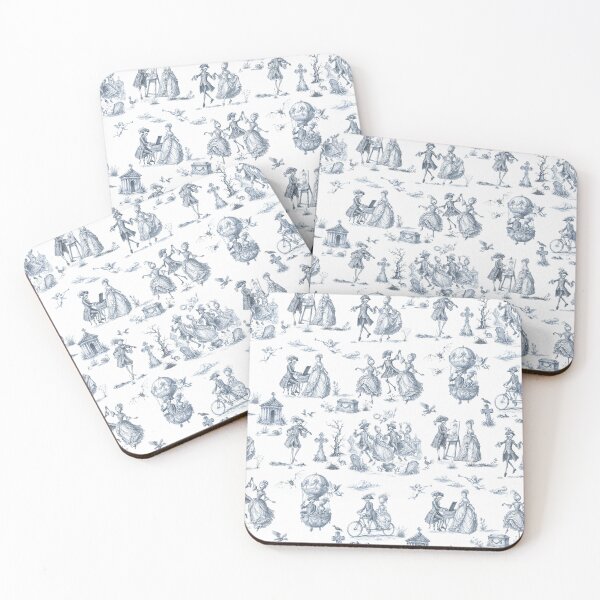 Item preview, DANSE MACABRE TOILE - FADED INDIGO ON WHITE designed and sold by FISCHKANDI DESIGN STUDIO.