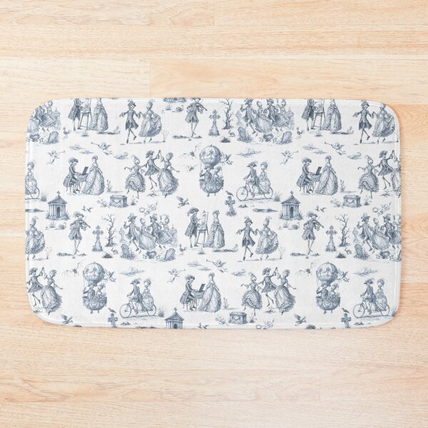 Item preview, DANSE MACABRE TOILE - FADED INDIGO ON WHITE designed and sold by FISCHKANDI DESIGN STUDIO.
