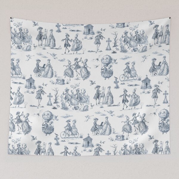 Item preview, DANZA MACABRA TOILE - ÍNDIGO DESGASTADO SOBRE BLANCO designed and sold by FISCHKANDI DESIGN STUDIO.