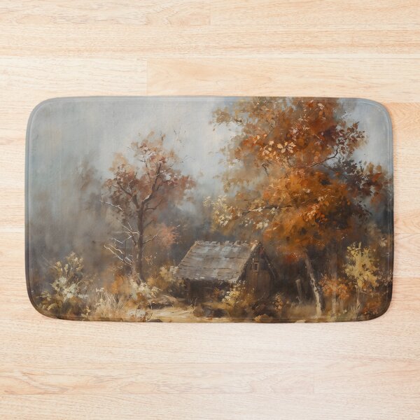 Item preview, Vintage Autumn Forest Cabin - Impressionistic Fall Landscape Painting designed and sold by Sergey Sedunov.