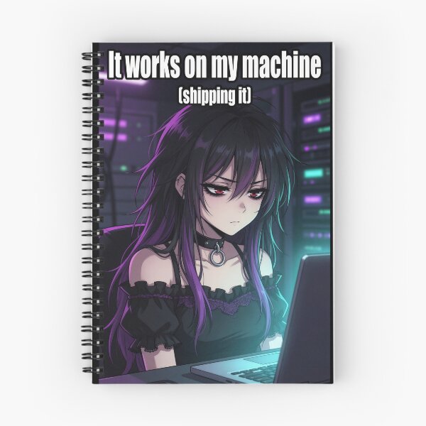 Item preview, It Works On My Machine (Shipping It) | Goth Anime Programmer Girl designed and sold by Amber Sky Creations.